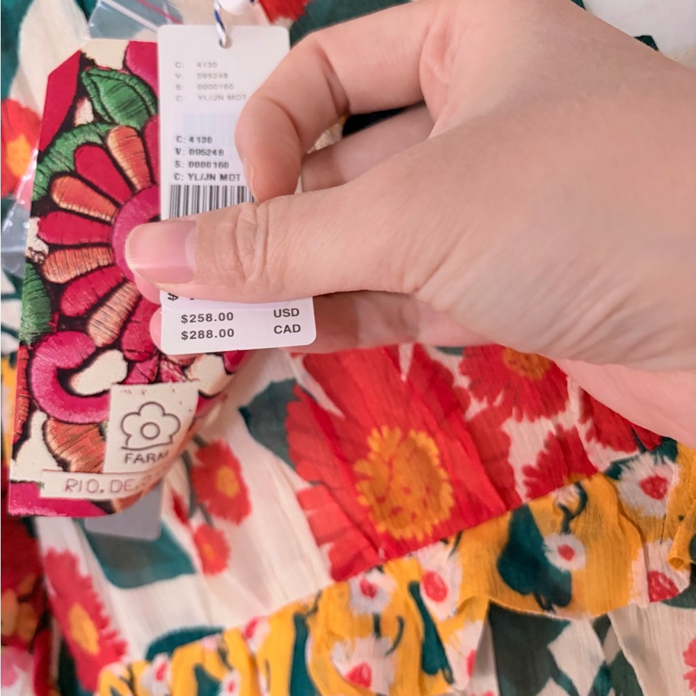 NWT $258 Farm Rio x Anthropologie Puff-Sleeve Fitted Mini Dress M - Picture 9 of 13